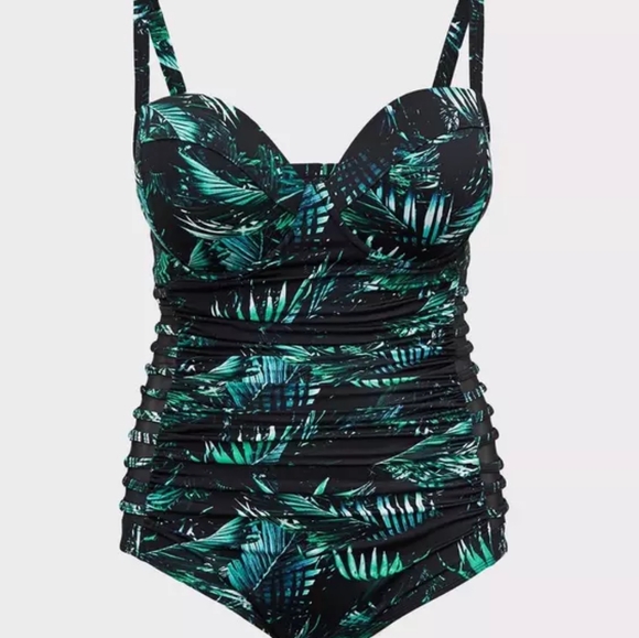 Torrid Black and Green One Piece Swimsuit - Picture 4 of 14
